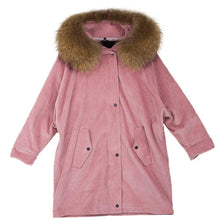 Load image into Gallery viewer, FS17147 Women spring winter Parka Fashion Coat with Real Rabbit Fur inside Warm Jacket with Real fur Hood Fur Story