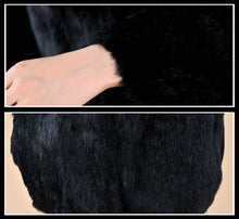 Load image into Gallery viewer, Winter Women&#39;s Rabbit Fur Coat with Fox Fur Collar Black Full Sleeve Natural Fur Coats Female