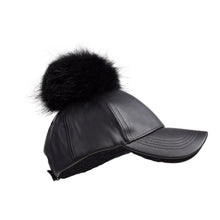 Load image into Gallery viewer, Women Baseball Cap with Fluffy Real Fur Detachable Pompom Streetwear Hip Hop Cool Hat Fur Story 17606
