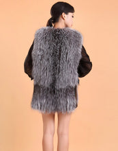 Load image into Gallery viewer, Natural Silver Fox Fur Vest Lamb Leather Luxury Fur Waistcoat Jacket