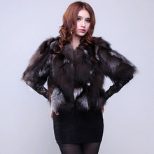 Load image into Gallery viewer, Real Silver Fox Fur Coat Jacket Overcoat Winter Coat Top Dress Nature Color 13039