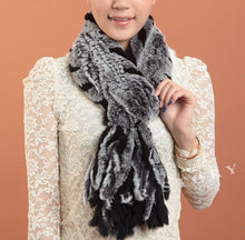 Load image into Gallery viewer, Real REX rabbit fur scarf wrap cape shawl neck warmer in fashion Blue Fur Story FS13502