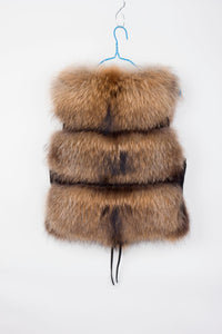 Natural Raccoon Fur Vest Classic Style Whole Leather Fur Waistcoat Jacket