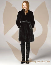 Load image into Gallery viewer, Natural Rabbit Fur Overcoats with Fox Fur Overcoat Belt Slim Winter Coat