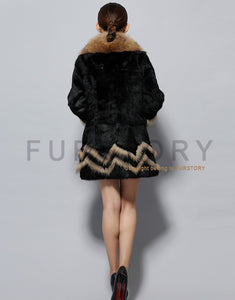 Natural Rabbit Fur Coat Supper Big Raccoon Fur Collar Women Overcoat Winter Outwear