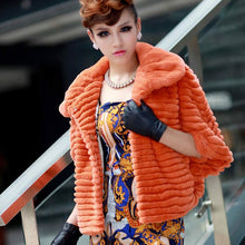 Load image into Gallery viewer, Real Rex Rabbit fur coat with bat sleeve design for women winter 010179