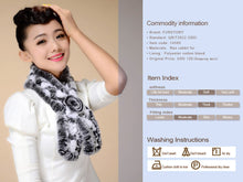Load image into Gallery viewer, Real REX Rabbit Fur Scarf Wrap Cape Shawl Neck Warmer Women Scarf Flower Decoration FS14509