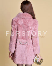 Load image into Gallery viewer, Real REX Rabbit Fur Coat Fox Fur Collar Long Winters&#39; Coat Jacket Women&#39; Overcoat 3 Colors Top Quality Fur FS13064