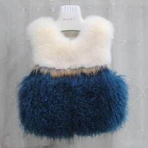 Natural Fox Fur +lamb Fur Vest Raccoon Decoration Waistcoat Jacket