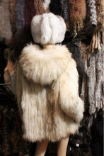 Load image into Gallery viewer, knitted Real Raccoon fur with big hood overcoat jacket long sleeve puff /Super warm/Natural style/Vintage FS13005