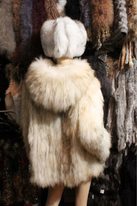 knitted Real Raccoon fur with big hood overcoat jacket long sleeve puff /Super warm/Natural style/Vintage FS13005