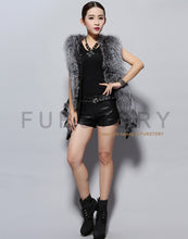 Load image into Gallery viewer, Women&#39;s Natural Fox Fur Vest with Genuine Sheep Leather Back Street Style