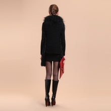 Load image into Gallery viewer, Natural Knitted Rabbit Fur Vestmongolian Lamb Fur Collar Long Vest