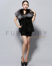 Load image into Gallery viewer, Women&#39;s Knitted Real Mink Fur Splicing Silver Fox Fur Vest Real Fur Vest Female