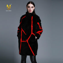 Load image into Gallery viewer, Women&#39;s Natural Fur Coat Contrast Color Real Rex Rabbit Fur Coats  161212