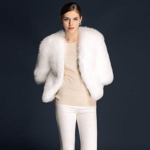 Winter Women's Real Fox Fur Coat Three Quarter Sleeve Furry Jackets