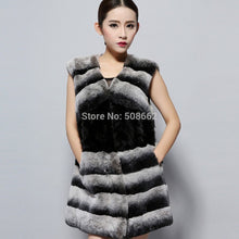 Load image into Gallery viewer, Natural Rex Rabbit Fur Vest Fashion Warmer Outerwear Sleeveless Women Long Coat