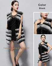 Load image into Gallery viewer, Natural Rex Rabbit Fur Vest Fashion Warmer Outerwear Sleeveless Women Long Coat