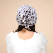 Load image into Gallery viewer, Women&#39;s Hats Knitted Real REX Rabbit Fur Beanie Hat 14603