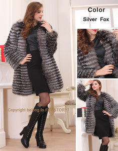 Women's Coats Female Real Fur Coat Fashion Nature Silver Fox Overcoat