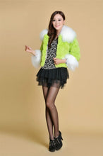 Load image into Gallery viewer, Real Rabbit fur coat fox fur collar and cuff jacket overcoat womens&#39; garment winter coat FS13066