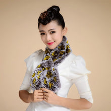 Load image into Gallery viewer, Real REX Rabbit Fur Scarf Wrap Cape Shawl Neck Warmer Women Scarf Flower Decoration FS14509