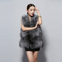 Load image into Gallery viewer, Women&#39;s Real Silver Fox Fur Vest Full Pelt  Zipper Style Natural Color