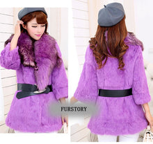Load image into Gallery viewer, Natural Rabbit Fur Coat Jacket Real Raccoon Dog Fur Collar Trim Thick Jacket