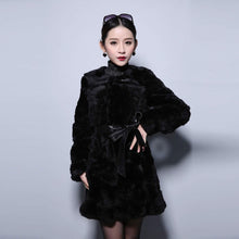 Load image into Gallery viewer, natural Rabbit Fur Coat Full Sleeve Overcoat Women Outerwear Winter 110cm Length