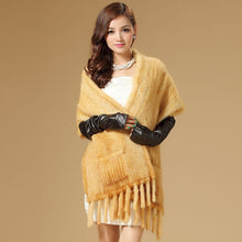 Load image into Gallery viewer, Real Knitted Mink Fur Shawl Stole Wrap Cape Poncho Coat Garment Various Colors Fur Story FS070306