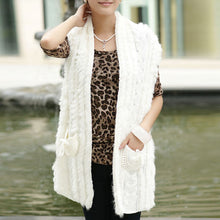 Load image into Gallery viewer, Women&#39;s Knitted Natural Rabbit Fur Vest Casual Waist Coat