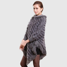 Load image into Gallery viewer, Women&#39;s Handmade Knitted Real Rabbit Fur Autumn Winter Fur Pashmina 070121