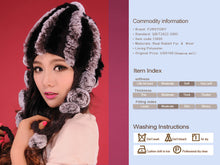 Load image into Gallery viewer, Women Beanies Real Rex Rabbit Fur Hat Ear Muffs Winter 13605