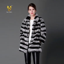 Load image into Gallery viewer, Women&#39;s Genuine Rabbit Fur Coat Women Half Sleeve Chinchilla Color Femal Overcoat
