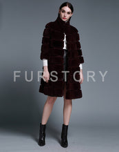 Load image into Gallery viewer, Natural Rex Rabbit Coat Women Grace Long Overcoat Jacket Winter Outerwear