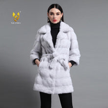 Load image into Gallery viewer, Women's Genuine Mink Fur Coat Women With Suit Collar Warm Long Overcoat  16047