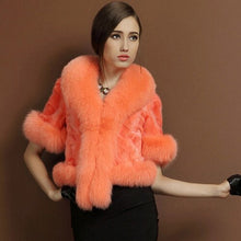 Load image into Gallery viewer, Natural Mink Coat Female with Big Fox Fur Collar Winter Jacket Women 15116