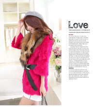 Load image into Gallery viewer, Natural Rabbit Fur Coat Jacket Thick Jacket Winter Long Overcoat