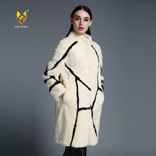 Load image into Gallery viewer, Women&#39;s Natural Fur Coat Contrast Color Real Rex Rabbit Fur Coats  161212