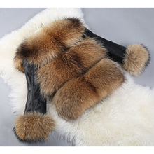 Load image into Gallery viewer, Women Short Real Raccoon Fur Coat with Genuine Sheep Leather Sleeve Jacket 16145
