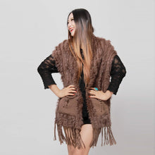Load image into Gallery viewer, Knitted Natural Rabbit Fur Vest Double Wear Design Spring Autumn Tunic Waistcoat