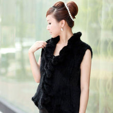Load image into Gallery viewer, Natural Mink Fur Vest Female Flounce Decoration Placket Design Sleeveless Women&#39;s Mink Vest