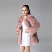 Load image into Gallery viewer, Women&#39;s Real Fox Fur Coat Long Sleeve Natural Color Fur Overcoat Women