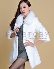 Load image into Gallery viewer, Women&#39;s  Real Rabbit Fur Coat Fox Fur Collar Jacket Overcoat winters Coat 13071