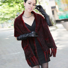 Load image into Gallery viewer, Real Knitted Mink Fur Shawl Stole Wrap Cape Poncho Coat Garment Various Colors Fur Story FS070306