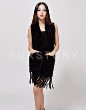 Load image into Gallery viewer, Knitted Natural Rabbit Fur Vest Double Wear Design Spring Autumn Tunic Waistcoat