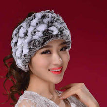 Load image into Gallery viewer, Real Rex rabbit fur hat scarf wool Beanie hat cap neck warmer double use FS13608