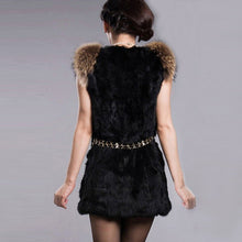 Load image into Gallery viewer, Natural Rabbit Fur Vest Raccoon Fur Shoulder Coat Jacket 7color Belt Women's Real Fur Vest