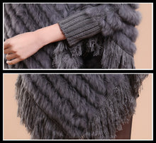 Load image into Gallery viewer, Women&#39;s Handmade Knitted Real Rabbit Fur Autumn Winter Fur Pashmina 070121