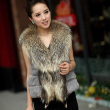 Load image into Gallery viewer, Natural Rabbit Fur Knitter Sweater Long Vest Waistcoat Jacket